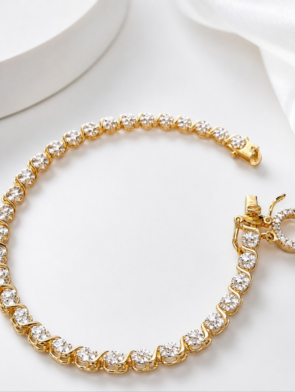 Vintage Gold And Silver Sterling 925 Tennis Illusion Bracelet